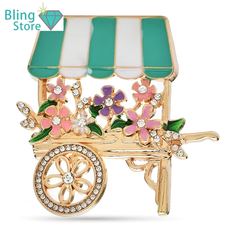 Broche Bloemen - Schattige Emaille wagen in Vier Kleuren