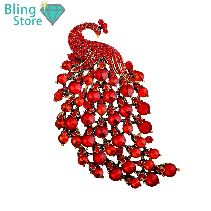 Broche Dieren | Pauw met strass stenen – elegante vogel broche voor dames