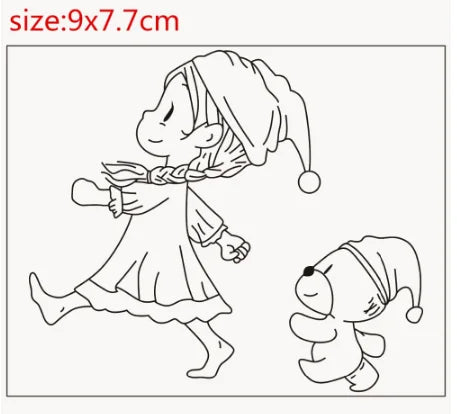 Siliconen Stempel transparant - Meisje met beer patroon voor scrapbooking en kaarten