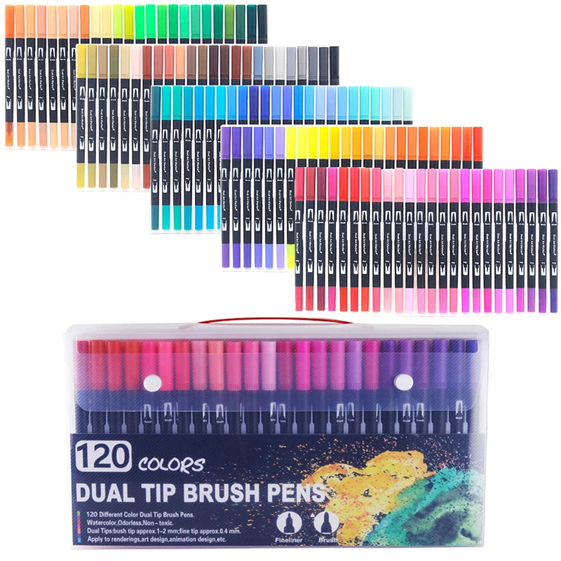 Stiften set Brush Art Markers met Dual Tip – Kleurenrijk voor Creatieve Kunstwerken