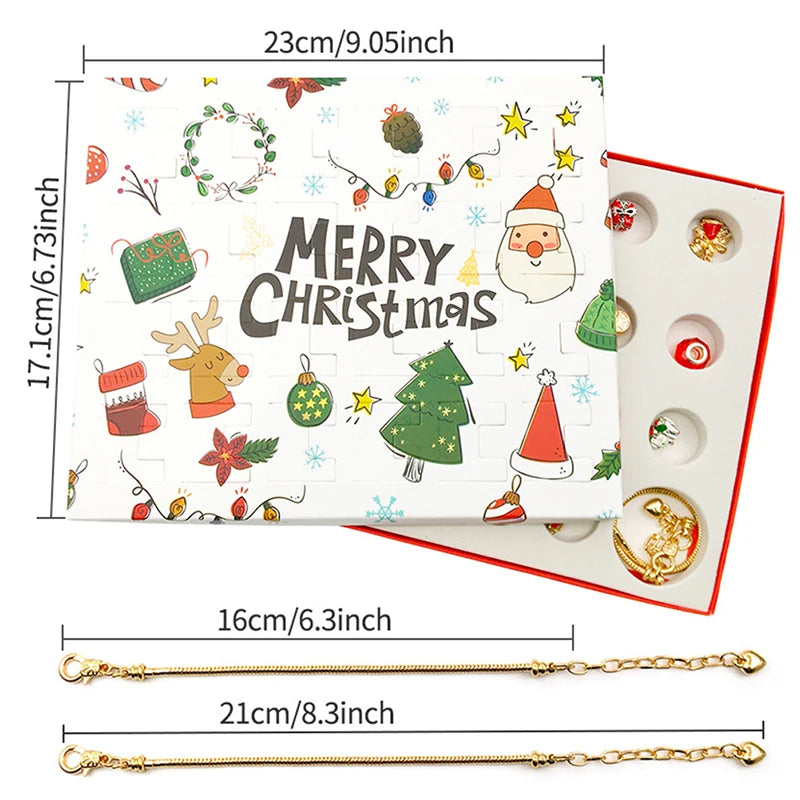 Advent kalender met 24 verrassingen – armband met kerstbedels en sieraden