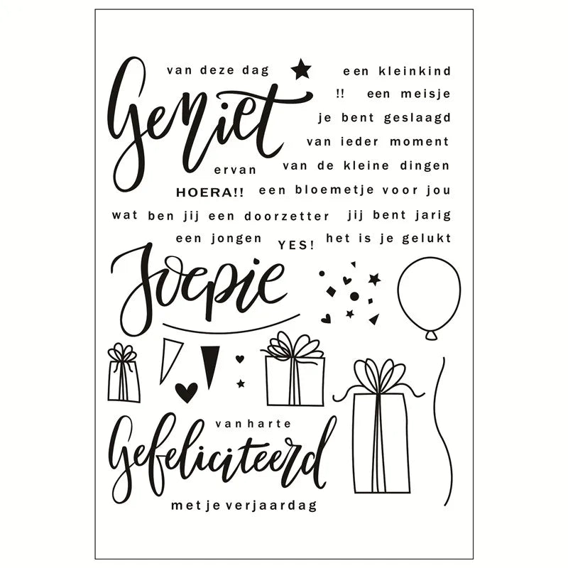 Stempel Transparant - Gefeliciteerd - Joepie - Geniet