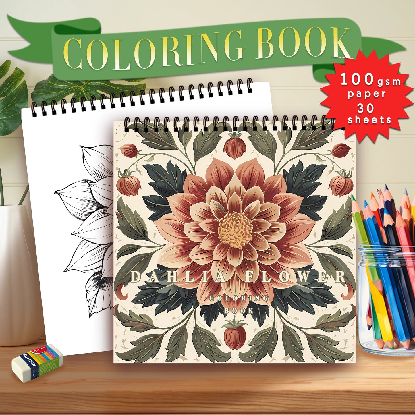 Kleurboek voor volwassenen en tieners – Spiraalontwerp met dik papier voor ontspanning en creativiteit