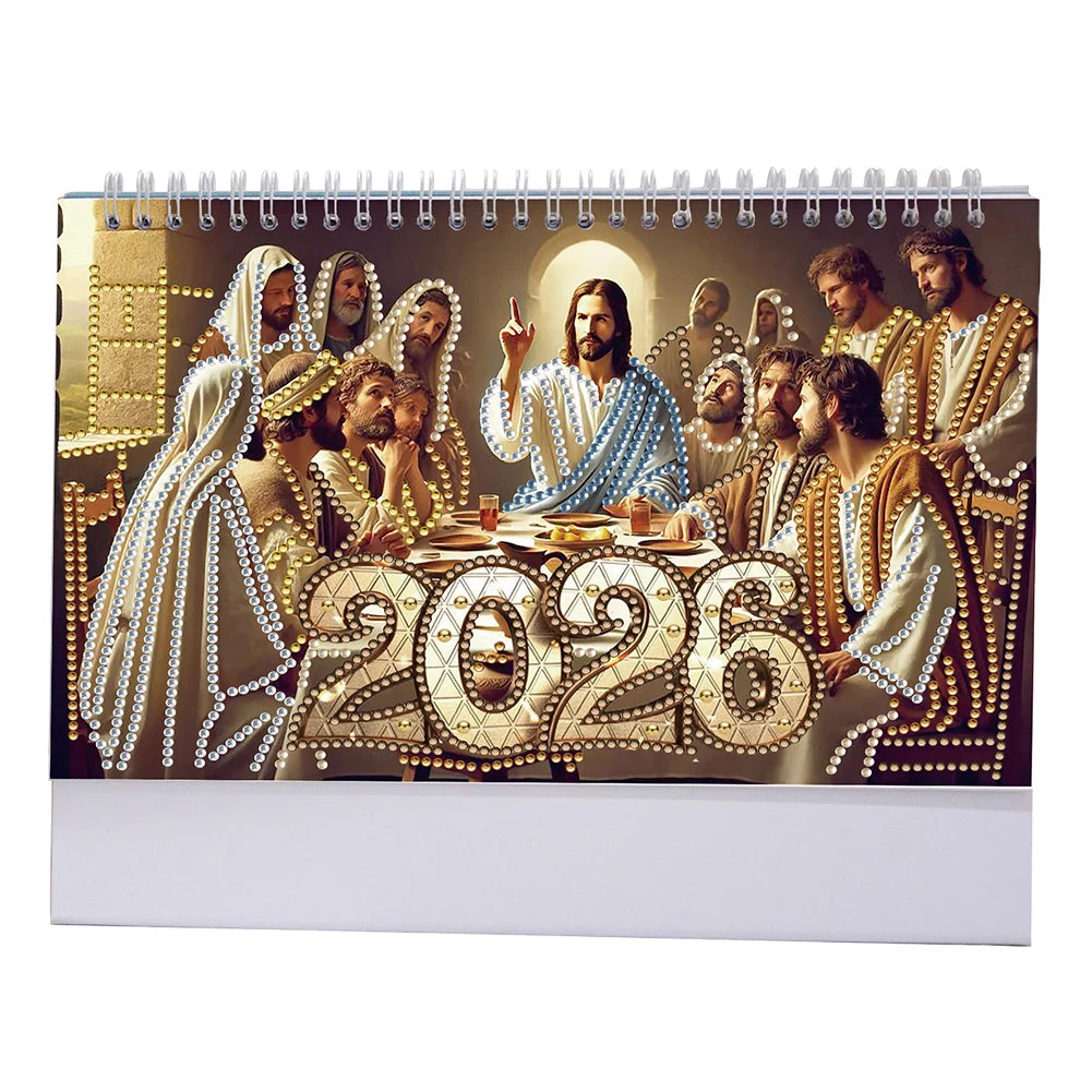 Diamond Painting Kalender 2026 bureaukalender met kleurrijke kunst en decoratie