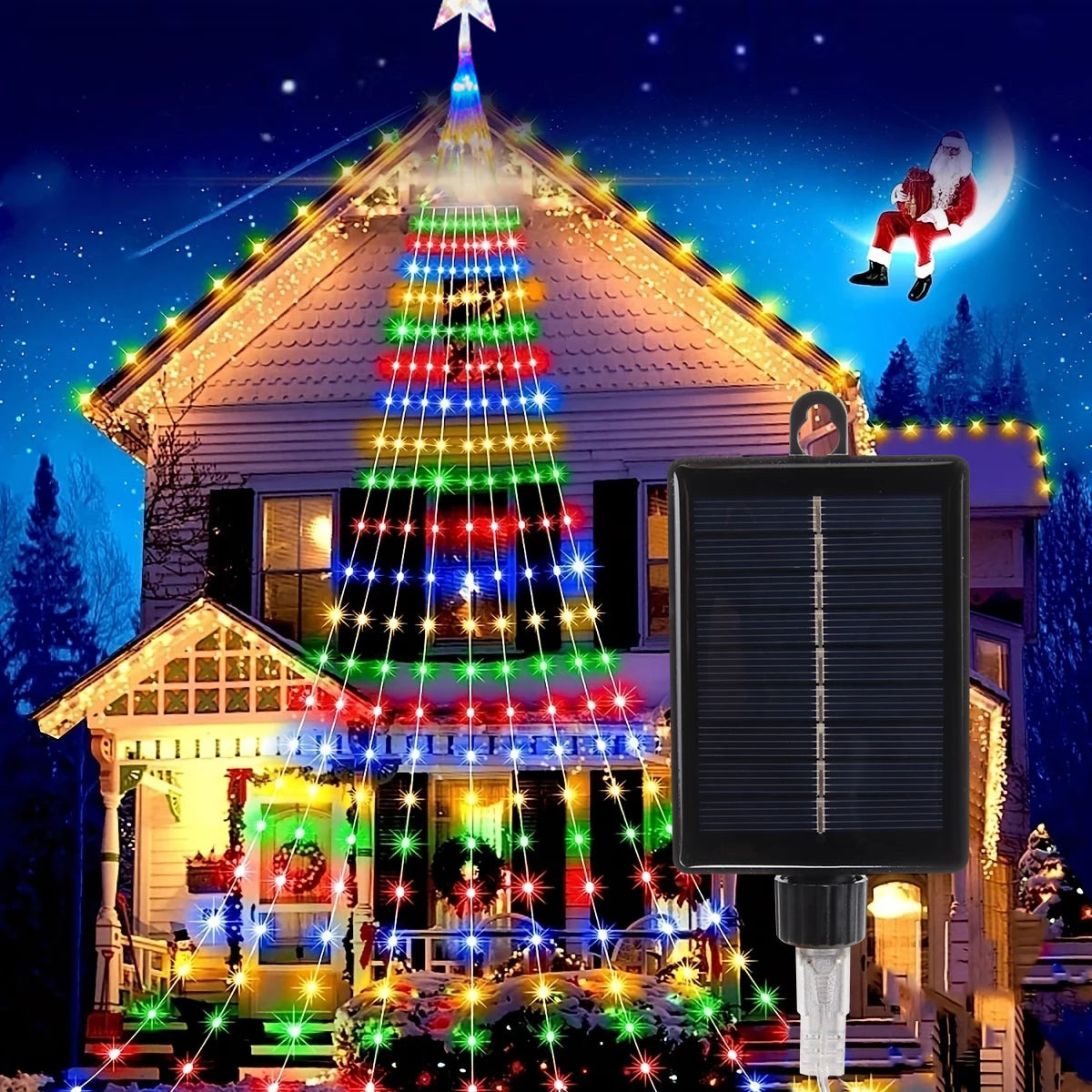 Led Kerstboom Slinger Verlichting 280 LED Sterren Waterdicht voor Tuin en Balkon