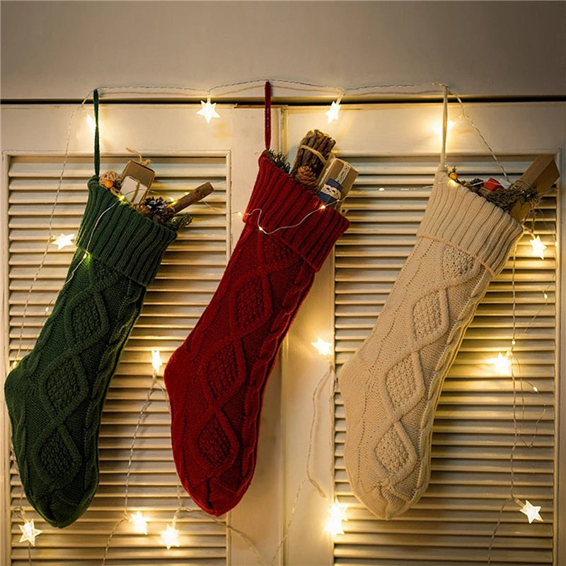 Kerst sok decoratief gebreid voor cadeaus en feestelijke sfeer 46cm