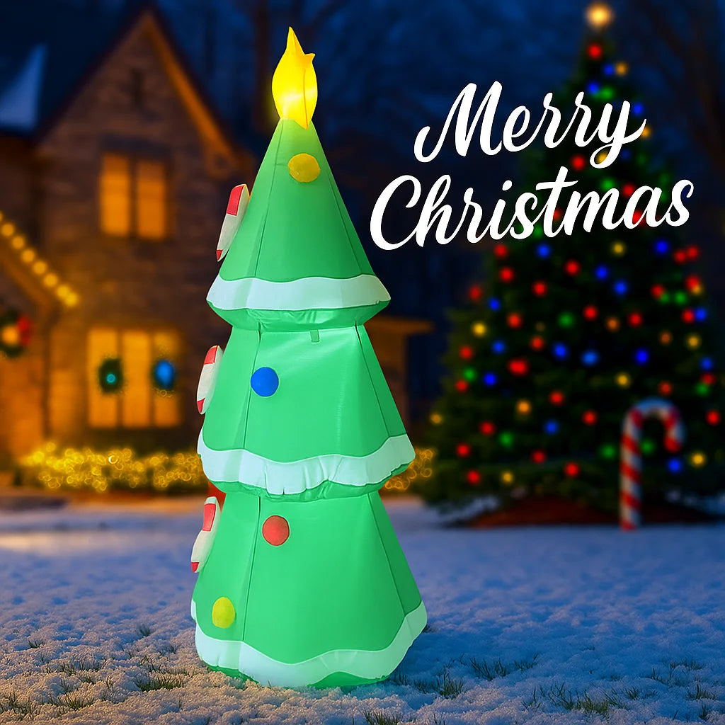 Opblaasbaar Kerst ornament ster kerstboom met LED verlichting voor binnen en buiten 160cm