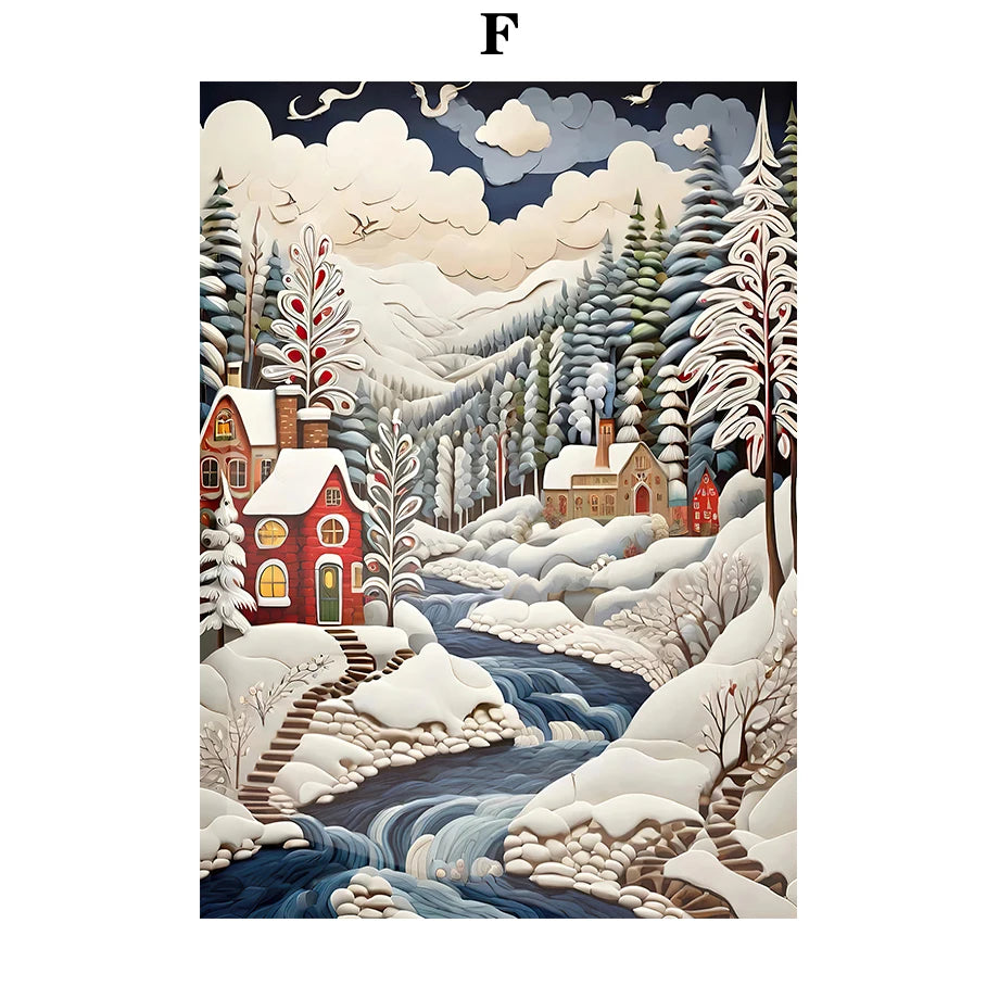 Kerst schilderij winter bos sneeuw decoratie canvas voor sfeervolle wandkunst