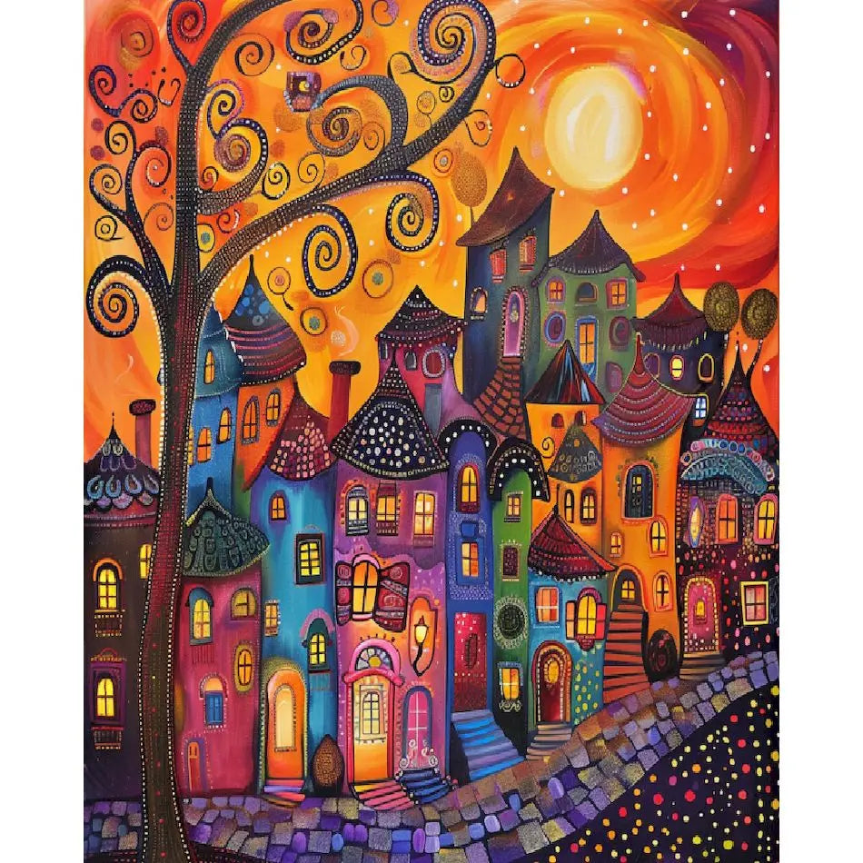 Schilderen op nummer Landschappen - Abstracte huizen, landschappen en busjes (Keuze uit 13 afbeeldingen)