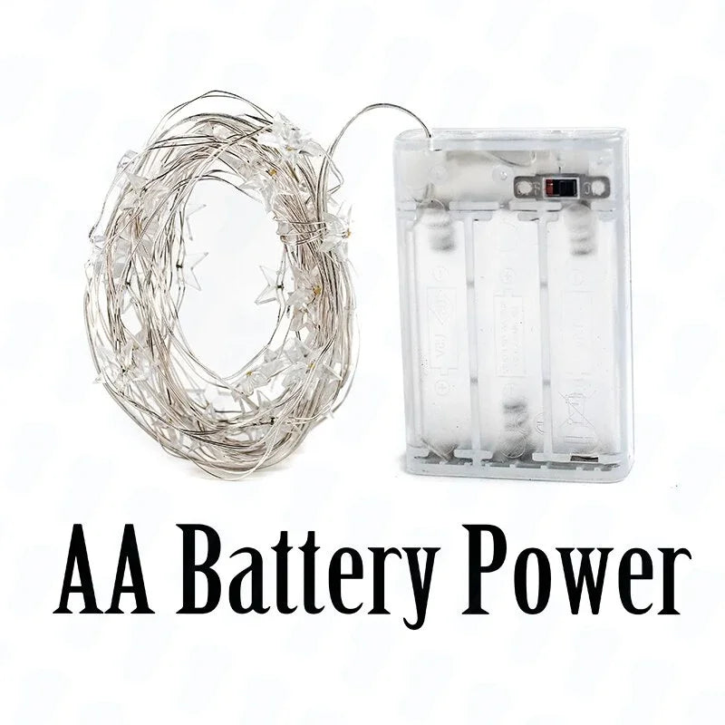Kerst Lichtsnoer 4M Sterren Mini LED Sfeerverlichting op Batterijen – Binnen & Buiten