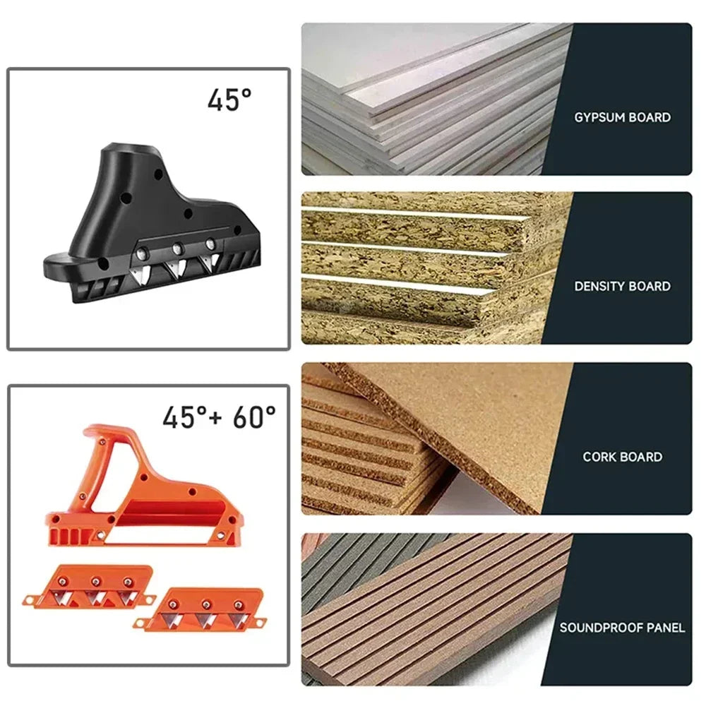 1 stuks gipsplaten snijder met mes – 45° afschuining en randtrimmer voor hout- en gipsplaatbewerking