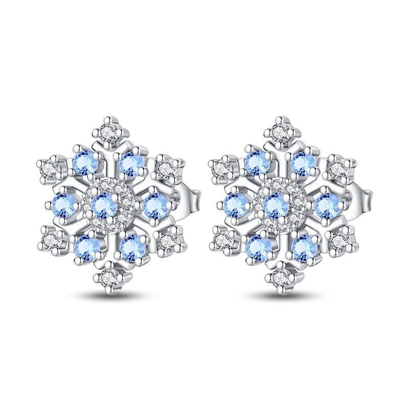 Kerst oorbellen 925 zilver sneeuwvlok met fonkelende zirkonia