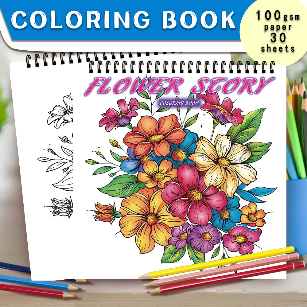 Kleurboek voor volwassenen en tieners – Spiraalbinding met dik papier voor ontspanning en creativiteit