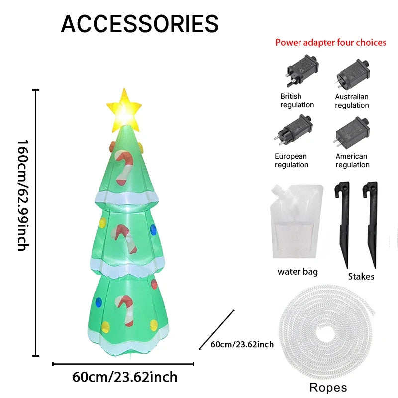 Opblaasbaar Kerst ornament ster kerstboom met LED verlichting voor binnen en buiten 160cm