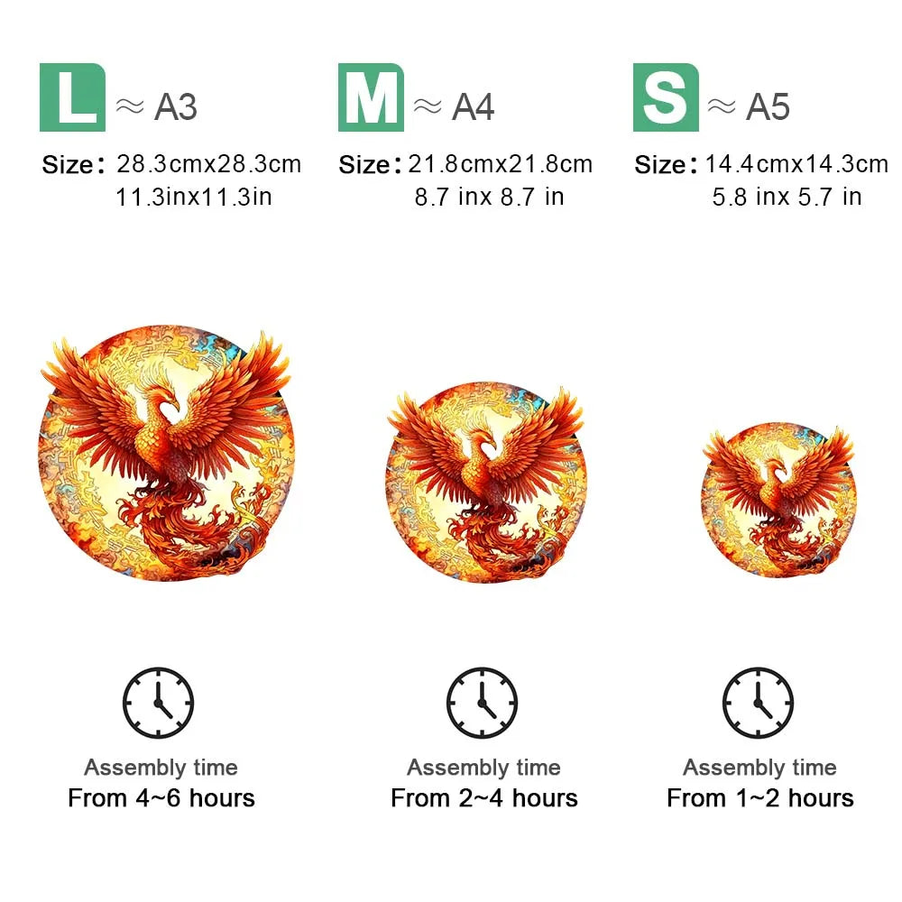 Houten figuren puzzel Phoenix – Delicate Gratitude in luxe geschenkdoos