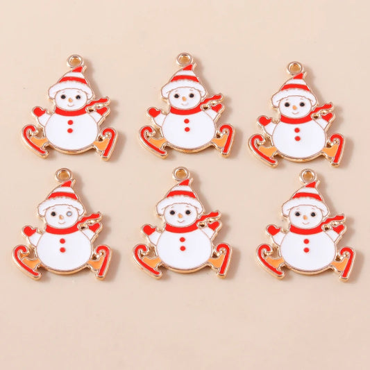 Kersthanger voor ketting of armband sneeuwpop emaille bedels 20 stuks