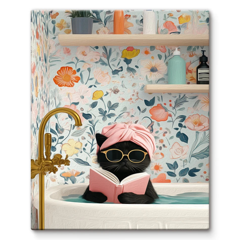 Schilderen op nummer Dieren - Acrylverf Zwart Kat Design voor Badkamer