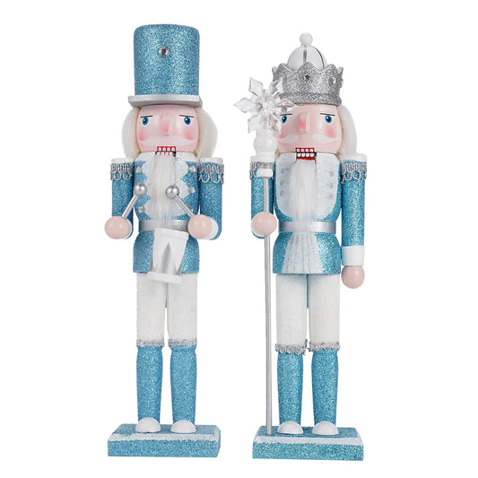 Kerst pop notenkraker houten soldaat blauw 30cm decoratie