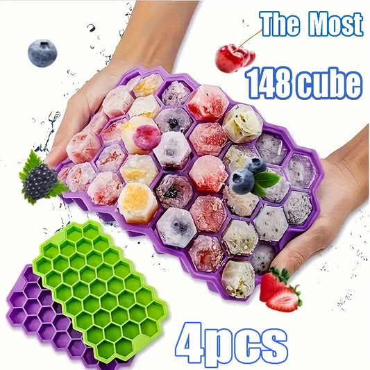 IJsblokjesvorm honingraat silicone met deksel – 148 vakjes