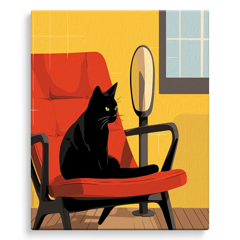 Schilderen op nummer Dieren - Kat en Hond in Geometrisch Abstract Design