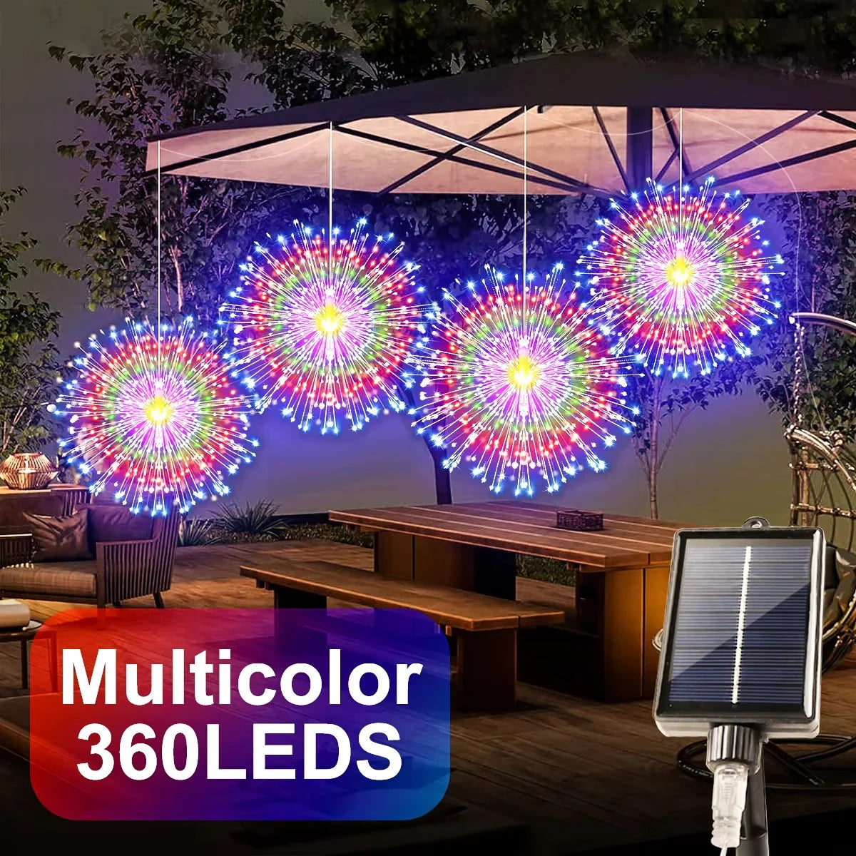 Solar Kerstverlichting Hangende Vuurwerklamp 480LED Waterdicht met 8 Lichtstanden