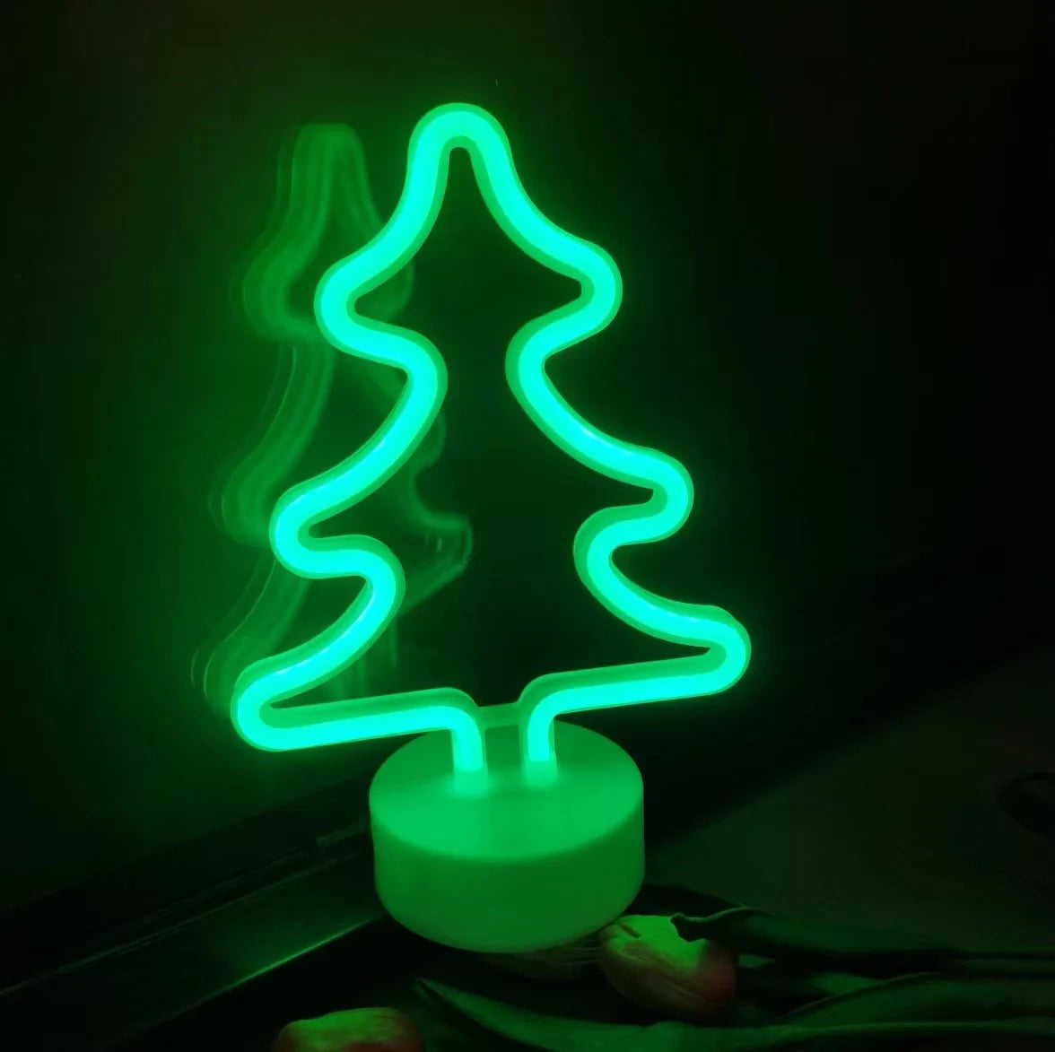 Kerst lamp neon kerstboom LED tafeldecoratie met USB en batterijen