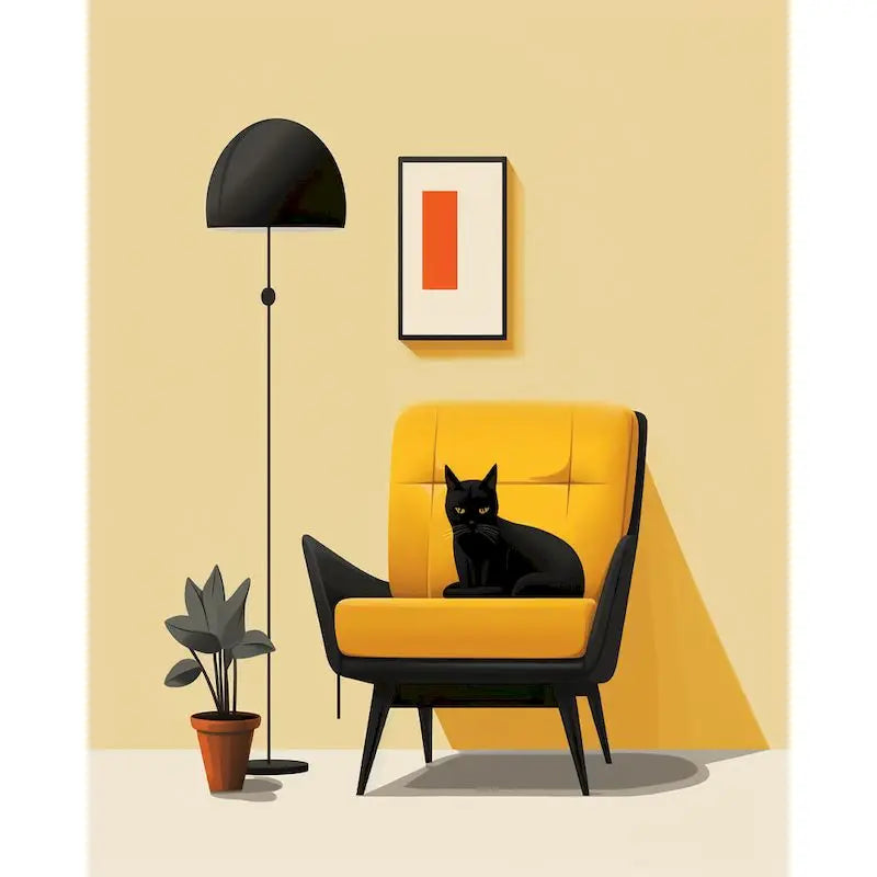 Schilderen op nummer Dieren - Kat en Hond in Geometrisch Abstract Design