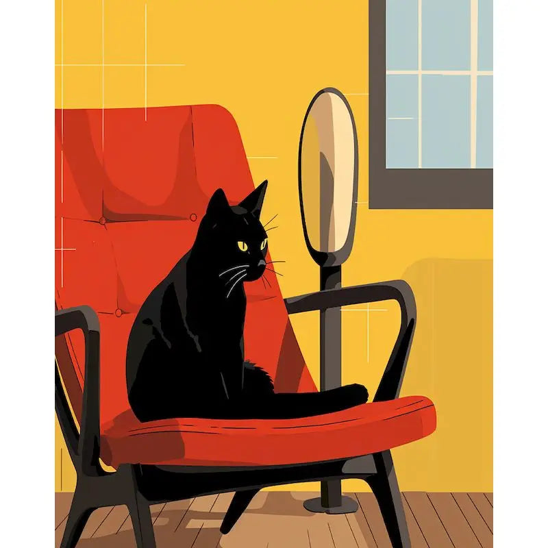 Schilderen op nummer Dieren - Kat en Hond in Geometrisch Abstract Design