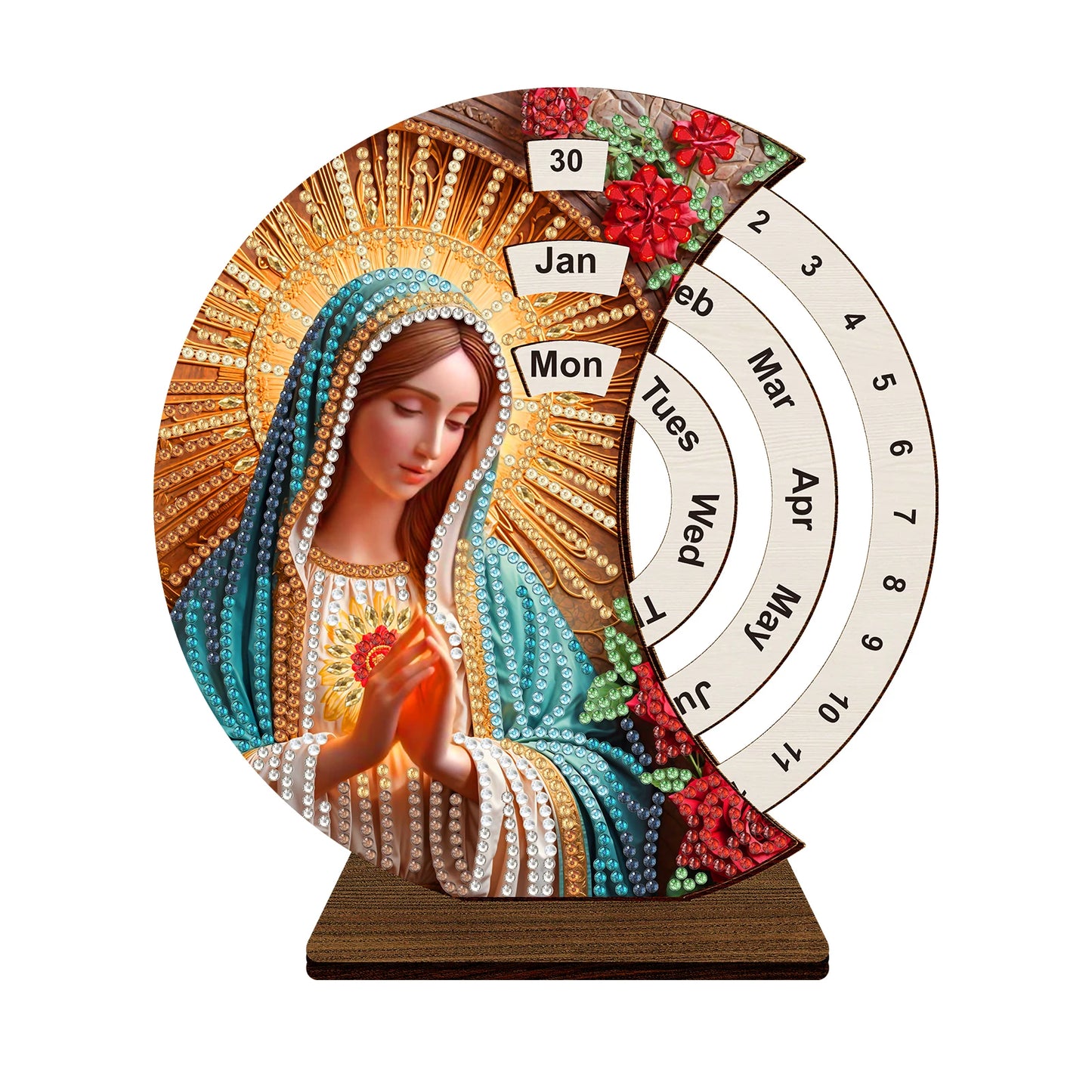 Diamond Painting Kalender Houten Kunstkit voor Bureau en Cadeau