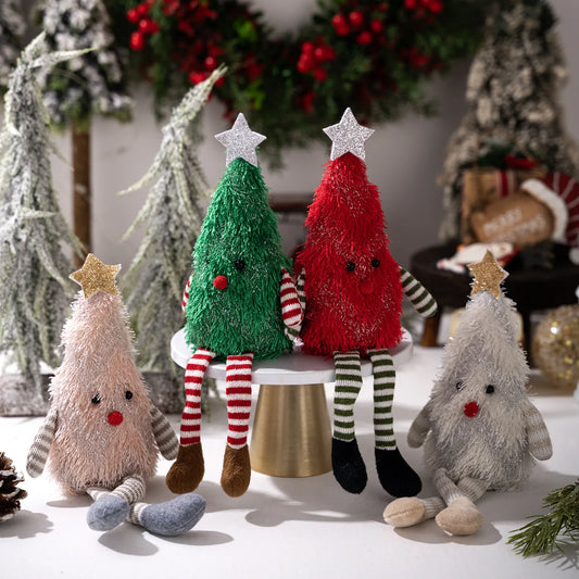Kerst knuffel kerstboom pop langbenig pluche ornament
