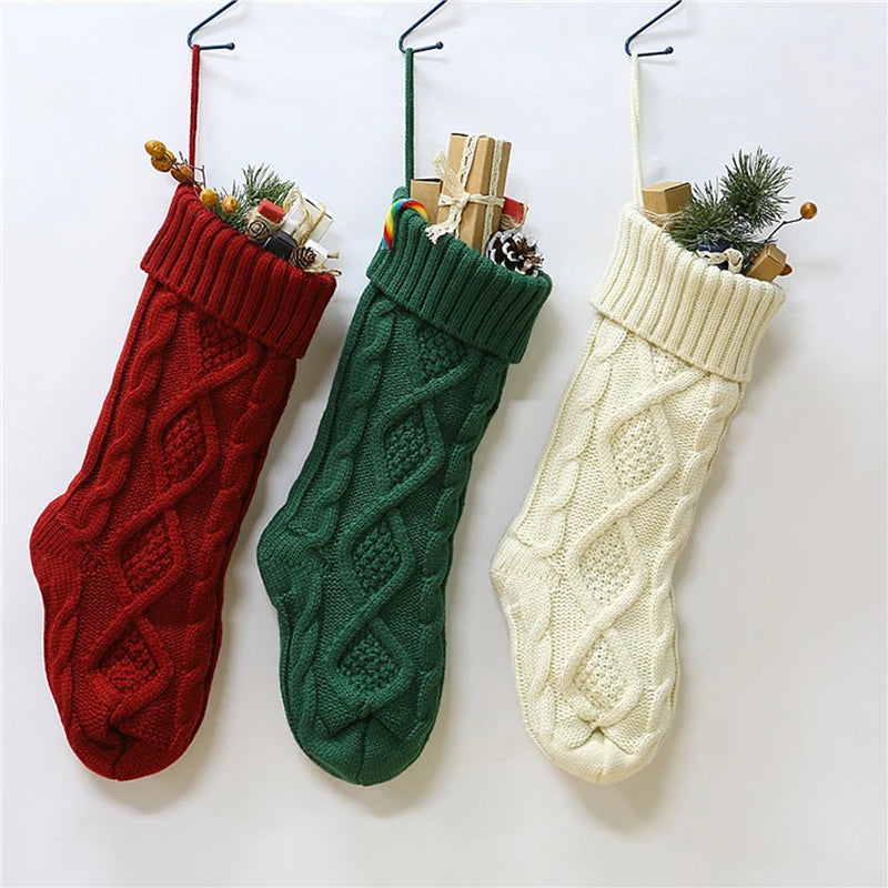 Kerst sok decoratief gebreid voor cadeaus en feestelijke sfeer 46cm