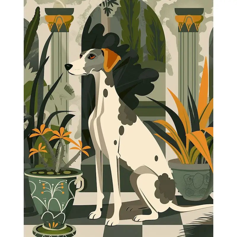 Schilderen op nummer Dieren - Kat en Hond in Geometrisch Abstract Design