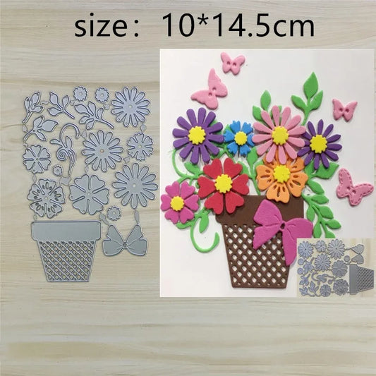 Metalen snijmal Bloempot met vlinder voor scrapbooking kaarten