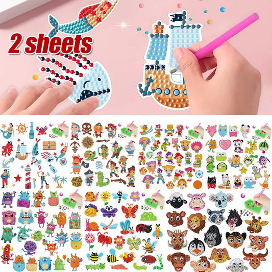 Diamond Painting Sticker set – 2 Vellen met Dieren Ontwerpen