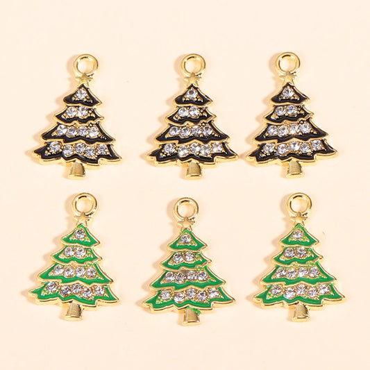 Kerst hangers zirkonia kerstboom bedels voor sieraden en cadeaus - 10 stuks
