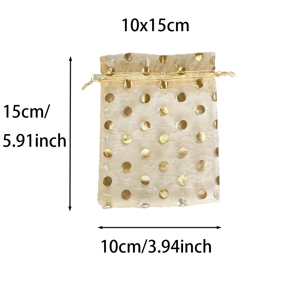 Kerst cadeau verpakking organza zakjes goud met stippen voor sieraden en snoep