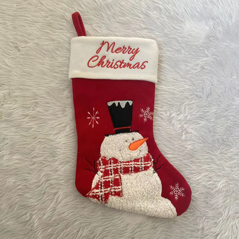 Kerst sok decoratief met Kerstman, Sneeuwpop en Rendier prints voor cadeaus
