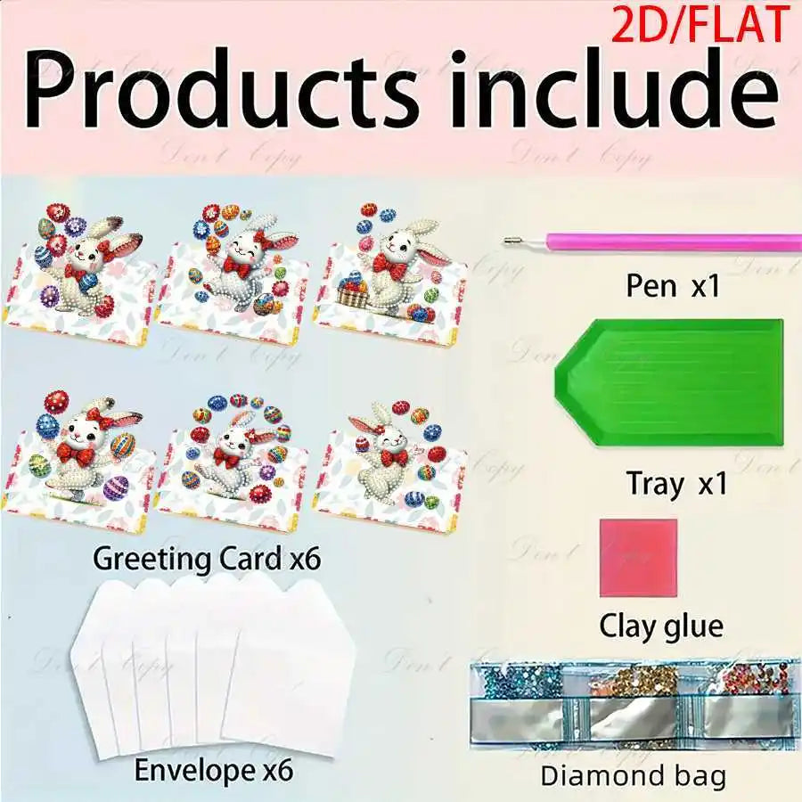 Diamond Painting Wenskaarten Pasen met Paashaas en Eieren