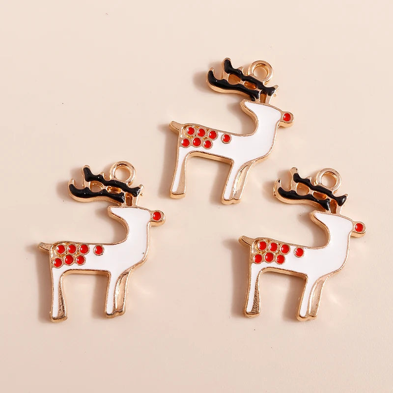 Kerst hanger/bedel voor ketting of armband – Emaille rendier kerstcollectie - 20 stuks
