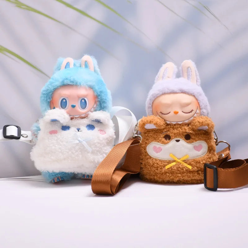 Kleding voor Labubu poppen – Dierenoutfit met schattige tas (15-17 cm)