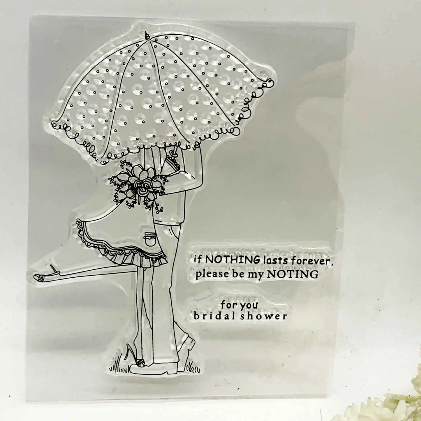 Siliconen Stempel transparant - Meisje met paraplu voor scrapbooking en kaarten