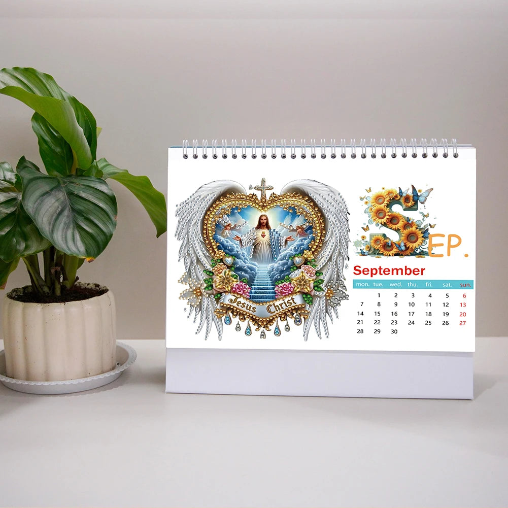 Diamond Painting Kalender 2026 bureaukalender met kleurrijke kunst en decoratie