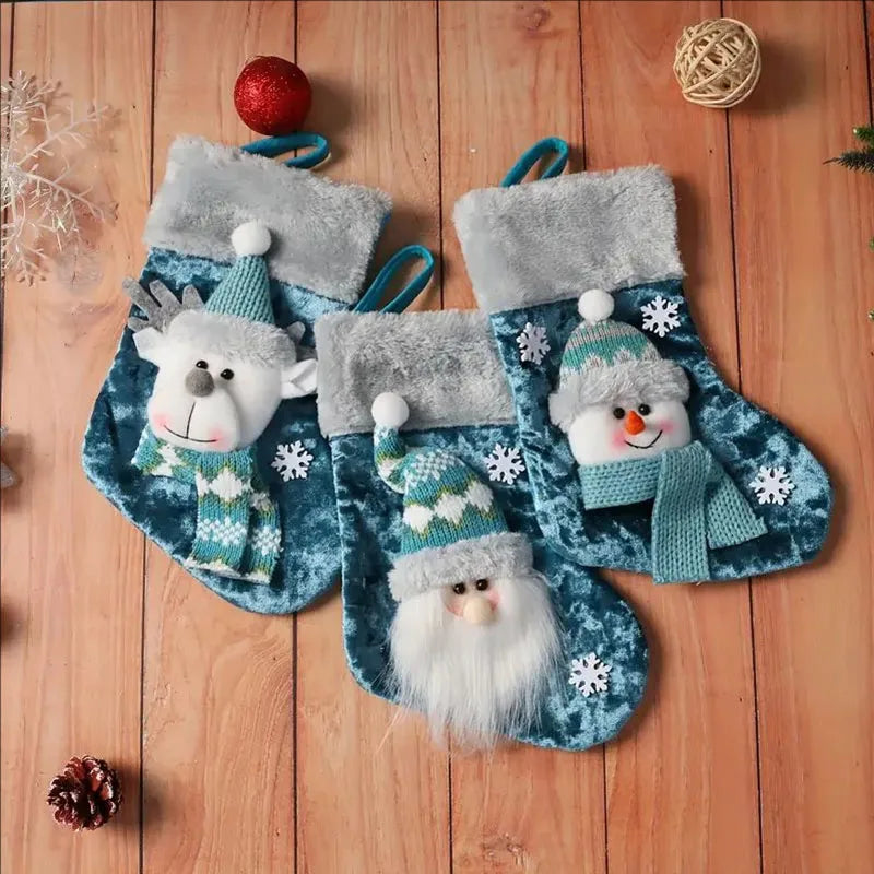 Kerst sok (decoratief) geborduurde cadeausok set van 3 stuks