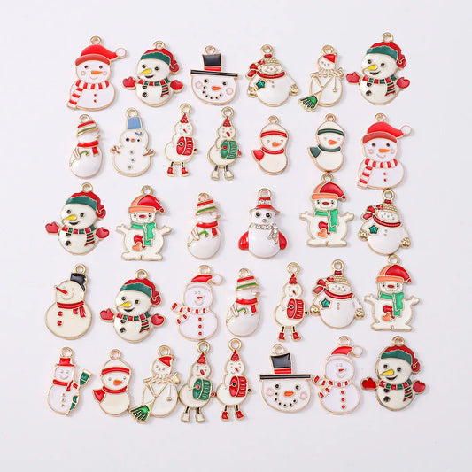 Kersthanger voor ketting of armband sneeuwpop emaille bedels 20 stuks