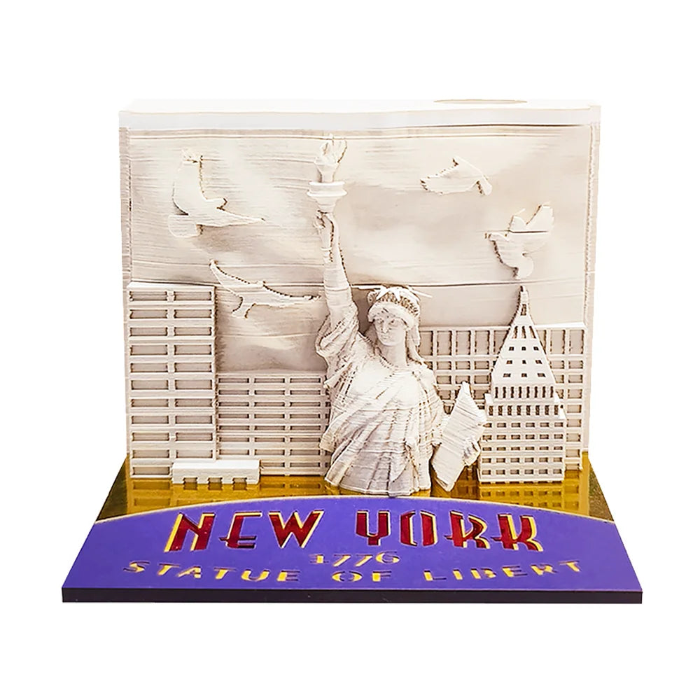 3D Papier Sculptuur Kathedraal LED Notitieblok met Pennenhouder – Creatieve Bureaudecoratie - 2025
