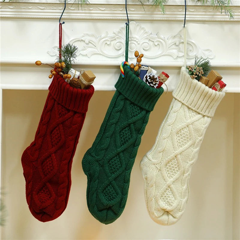 Kerst sok decoratief gebreid voor cadeaus en feestelijke sfeer 46cm