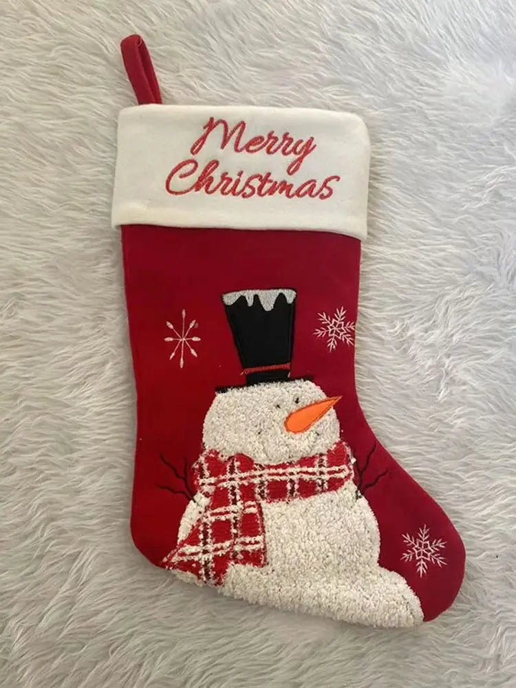 Kerst sok decoratief met Kerstman, Sneeuwpop en Rendier prints voor cadeaus