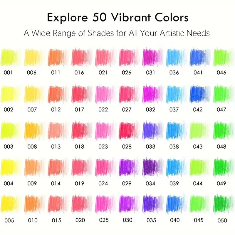 Kleurpotloden set neon 50 stuks voor kleuren en schetsen