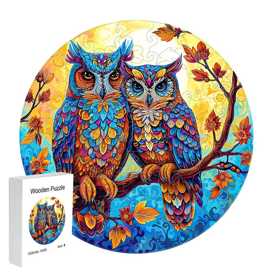 Houten figuren puzzel uil luxe geschenk unieke vorm uitdaging familieplezier