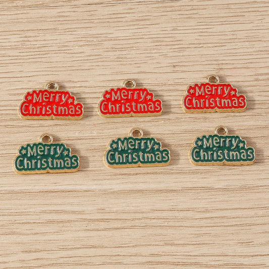 Kerst hangers emaille Merry Christmas bedels voor sieraden en decoratie - 10 stuks